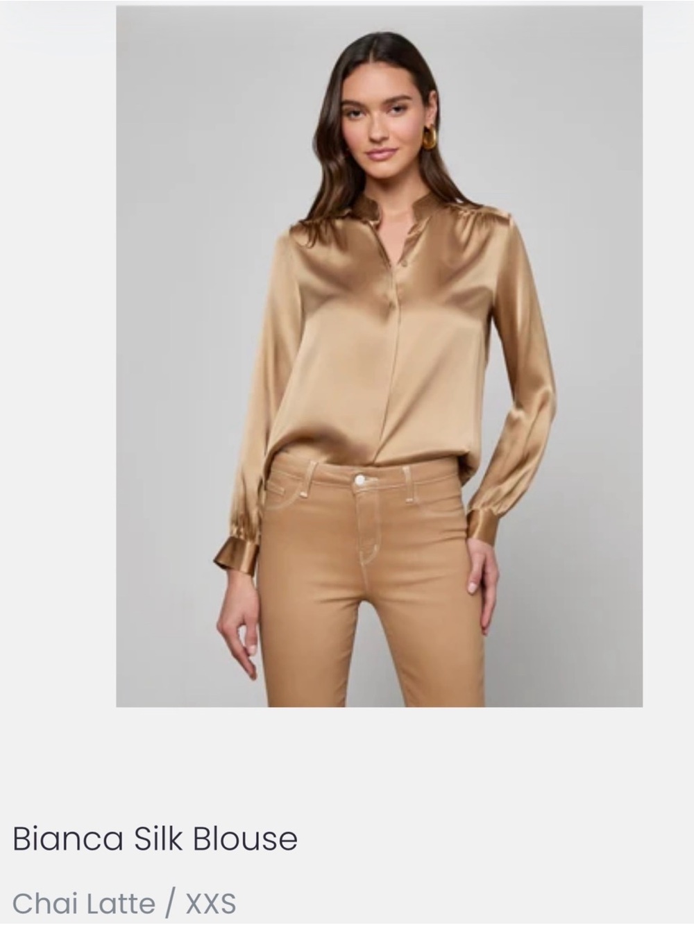 Bianca silk blouse in Chai Latte.